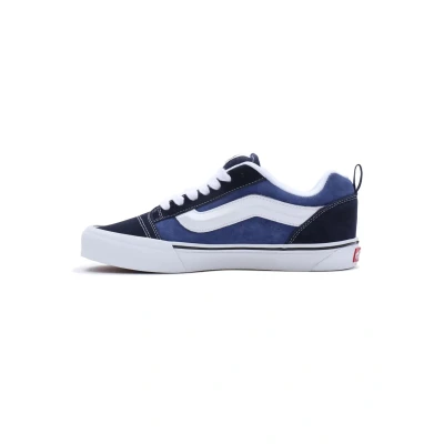 Image of Vans KNU Skool Unisex Skate shoes, Size: 2.5, Navy/true white Leather
