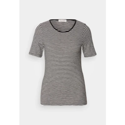 Image of Marc O&#039;Polo Short Sleeve Round NECK Striped Print Tshirt, Women&#039;s, Size: Medium, Black