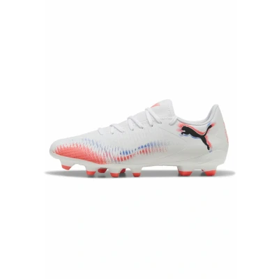 Image of Puma Unisex&#039;s Future 8 Play Fg/Ag Soccer Shoe, White Black Glowing Red, UK