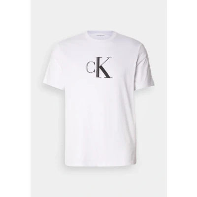 Image of Calvin Klein Jeans Center Monogram Classic Print Tshirt, Men&#039;s, Size: XS, Brilliant white