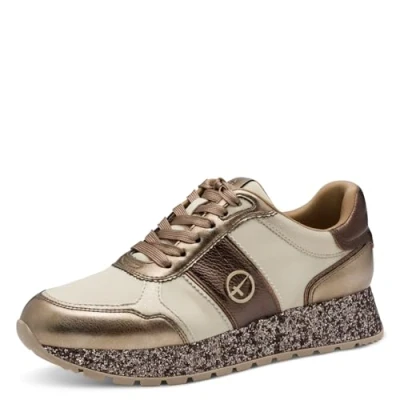 Image of Tamaris Women&#039;s Low 1 23727 42 Trainers, Champagne Glam, 8 UK