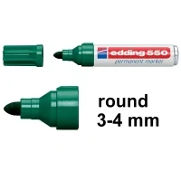 Image of edding 550 permanent marker green 10 pens round tip 3 4 mm waterproof, quick drying, smear proof for cardboard, plastic, wood, metal, glass and fabric
