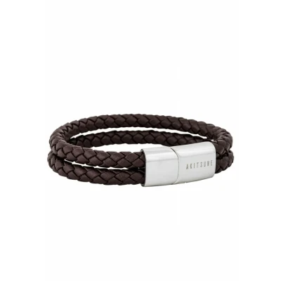 Image of Akitsune Simplicitas Bracelet, Men&#039;s, Size: 8,66&#039;&#039;, Silver brown