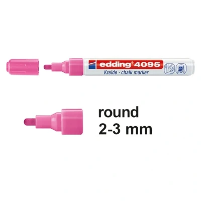 Image of edding 4095 chalk marker neon pink 10 pens round tip 2 3 mm medium tipped wet wipe pen for chalkboards, windows, glass, mirrors liquid opaque coverage