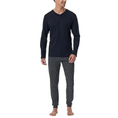 Image of Schiesser Schlafanzug LANG Pyjama set, Men&#039;s, Size: 40R, Dunkelblau