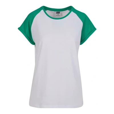 Image of Urban Classics Contrast Raglan Print Tshirt, Women&#039;s, Size: 3XL, White ferngreen