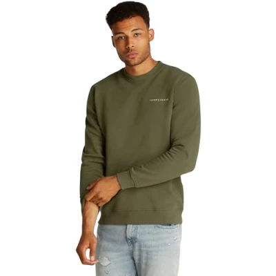 Image of Tommy Jeans Linear CREW Sweatshirt, Men&#039;s, Size: 36/38, Fatigue green