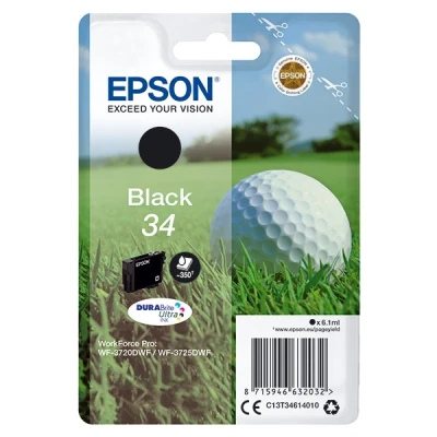 Image of Epson 34 Black Golfball Genuine, DURABrite Ultra Ink Cartridge, Standard Capacity