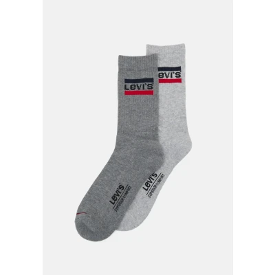 Image of Levi&#039;s Regular CUT LOGO 2 PACK Socks, Size: 2.5 5, Grey
