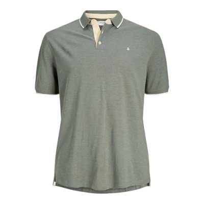 Image of JACK &amp; JONES Male Polo Shirt Plus Size Plain Shirt, Green (Duffel Bag), 5XL