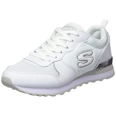 Image of Skechers OG 85 Trainers, Women&#039;s, Size: 2.5, White/silver Leather and textile