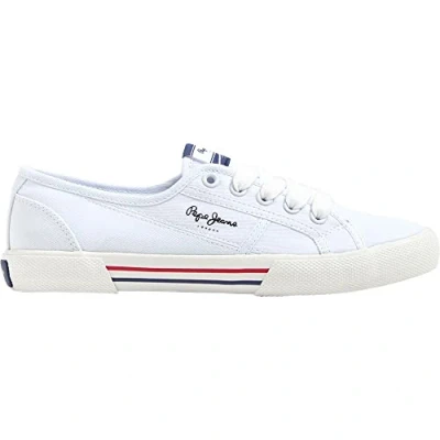 Image of Pepe Jeans Brady Basic Trainers, Women&#039;s, Size: 7, White Cotton
