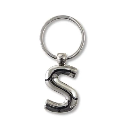 Image of IF Metal Letter Keyring Personalised Alphabet Letters Silver S Keyring, 7 cm;,Silver