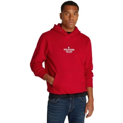 Image of Tommy Hilfiger Hoodie Unisex Sweatshirt, Size: Small, Medium red