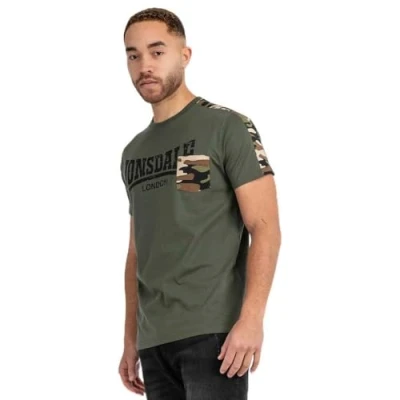 Image of Lonsdale Normale Passform Huxter Print Tshirt, Men&#039;s, Size: Medium, Olive black