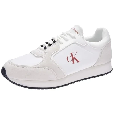 Image of Calvin Klein Jeans Runner SOCK Laceup Trainers, Men&#039;s, Size: 10, Bright white/black/aragon Leather/synthetics