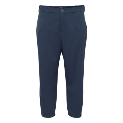 Image of KAFFE CURVE Pants Suiting KCmerla Women&#039;s Trousers Size Sizes Wide Leg Business High Waist Trousers, Midnight Navy, 20