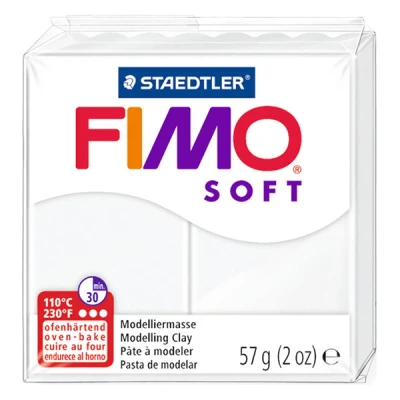 Image of STAEDTLER 8020 0 FIMO Soft Oven Hardening Polymer Modelling Clay White (1 x 57g Block)