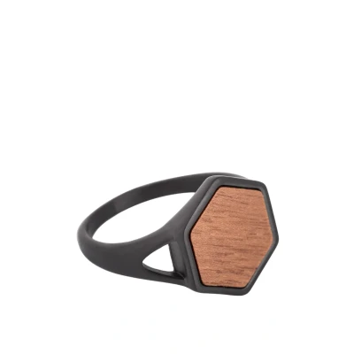 Image of Blackskies Lignum WOOD Ring, Men&#039;s, Size: 59, Black