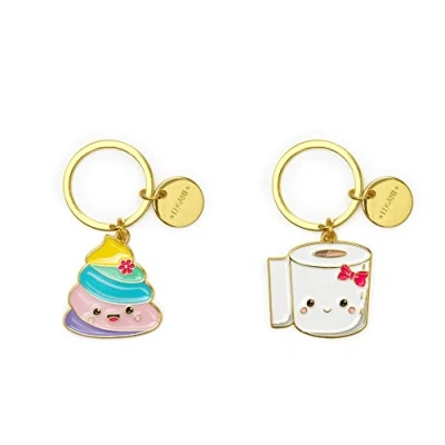 Image of LEGAMI Unisex Enameled Metal Keychain Enamel Keychain, What a Key Ring!, L 7 cm, Zinc, Scooter Theme, Spiral Ring, Polished Finish, Brilliant Colours, Charm for Embellishing the Bag, Poo, One