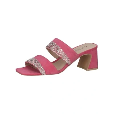 Image of Caprice Heeled mules, Women&#039;s, Size: 5, Fuchsia suede Leather