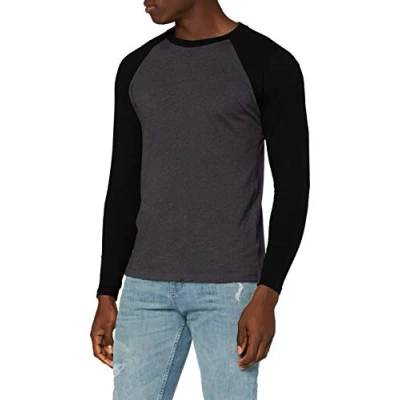 Image of Urban Classics Raglan Contrast LS Long sleeved top, Men&#039;s, Size: XXL, Charcoal/black