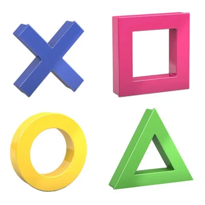 Image of Dahle Mega Magnet Mini Set (4 Magnets in Geometric Shapes, 45 x mm) Blue Pink Yellow Green