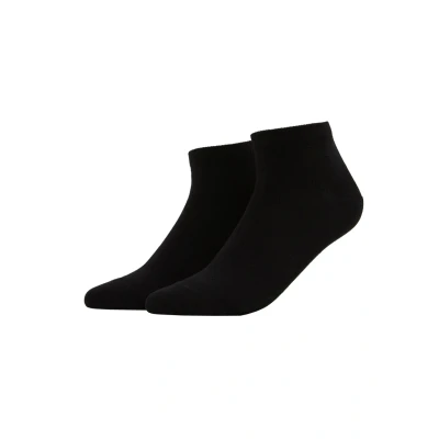 Image of FALKE Men&#039;s Happy 2 Pack Trainer Socks Breathable Cotton Short Ankle Length Reinforced Extra Soft On Skin Plain Flat Seam In Toe Area All Rounder Multipack Pairs, Black (Black 3000), 11.5 14