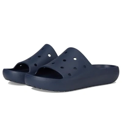 Image of Crocs Men&#039;s Classic Slide V2 Sandal, Navy, 10 UK