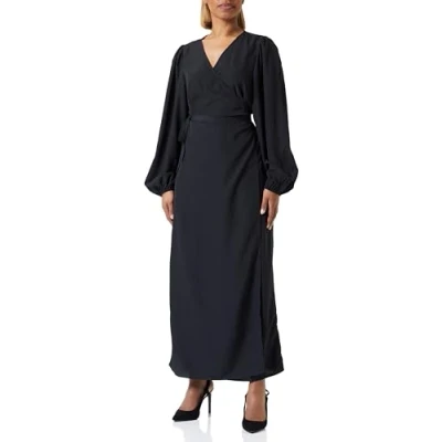 Image of VILA Vigraffy LONG WRAP Dress Day dress, Women&#039;s, Size: 14, Black