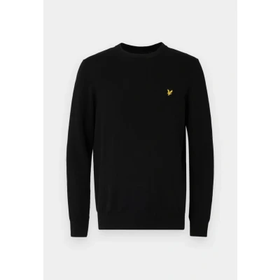 Image of Lyle &amp; Scott Mens Cotton Crew Neck Sweater, Jet Black, L