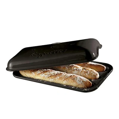 Image of Emile Henry Bread baking mold for 3 baguettes Fusain