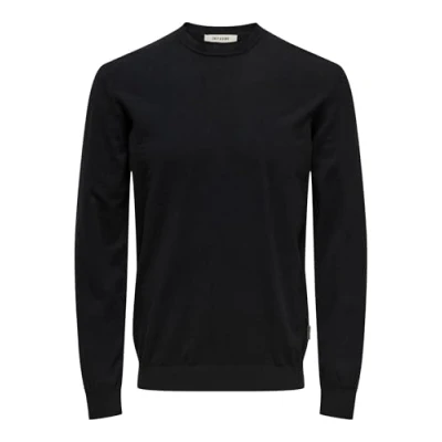Image of Only &amp; Sons Normal Geschnitten Rundhalsausschnitt Jumper, Men&#039;s, Size: Small, Black