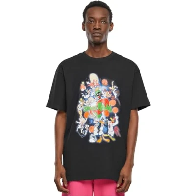 Image of Upscale by Mister Tee Space JAM Teamwork Print Tshirt, Men&#039;s, Size: Large, Black