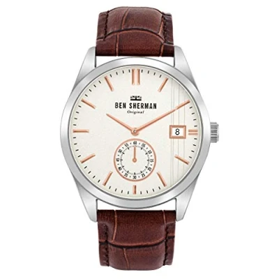 Image of Ben Sherman Mens Analogue Quartz Watch with Leather Strap WB039BB, Black, Bracelet