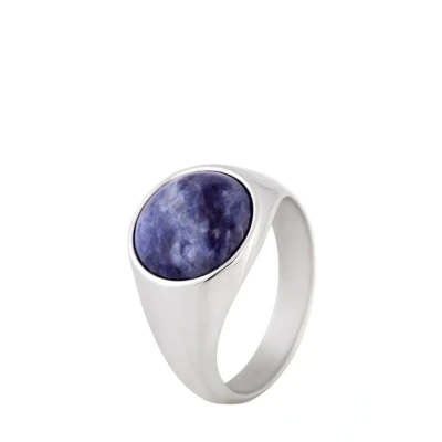 Image of Blackskies Coruscentsodalite Ring, Men&#039;s, Size: 59, Silver coloured