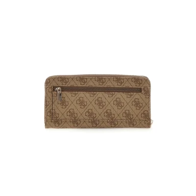 Image of GUESS Women&#039;s Laurel Large Zip Around Wallet, Clutch, One Size, Latte Logo, Size