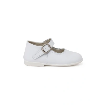 Image of Pisamonas Ankle strap ballet pumps for kids, Size: 3K, Blanco Leather