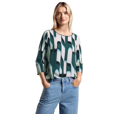 Image of Street One Women&#039;s A321954 Printed Shirt, Hunter Green, 10