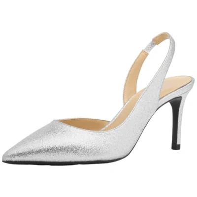 Image of Michael Kors Women&#039;s Alina Heeled Shoes, Silver, 4 UK