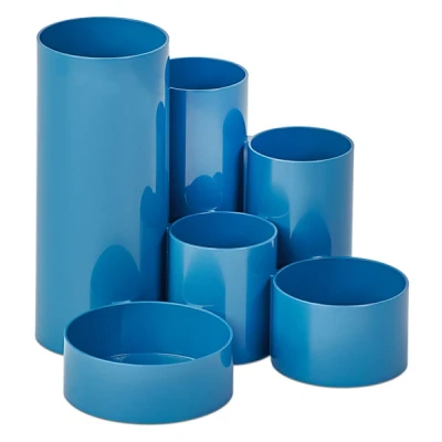 Image of Maul MAULtubo Pen Holder, Diameter 15 x 12.5 cm, Desk Organiser with 6 Holders, Office for Pens, Ballpoint Brushes and Scissors, Stylish Organiser, Atlantic Blue