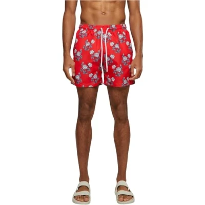 Image of Urban Classics Pattern Swimming shorts, Men&#039;s, Size: Medium, Firered/rose