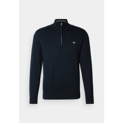 Image of GANT Classic HALF ZIP Jumper, Men&#039;s, Size: 4XL, Evening blue