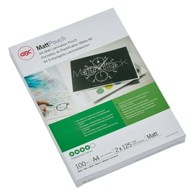 Image of GBC A4 2x125 Micron Matt Laminating Pouches, Pack of 100, 3747241