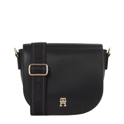 Image of Tommy Hilfiger Logotape Saddle BAG Across body bag, Women&#039;s, Size: One Size, Black