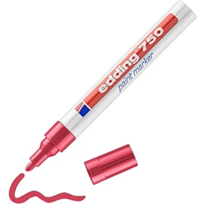 Image of edding 750 Gloss Paint Markers Red 1 Marker Bullet Tip 2 4 mm Pen for Glass, Stone, Wood, Plastic and Paper Waterproof, Strong Opaque