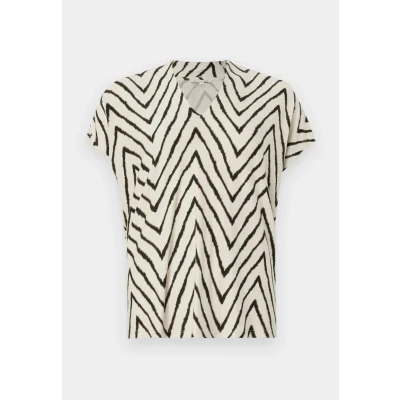 Image of TOM Tailor V NECK Print Tshirt, Women&#039;s, Size: XS, Natural