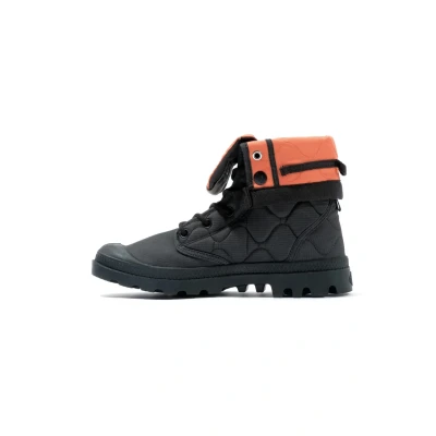 Image of Palladium Baggy Requilted Unisex Laceup ankle boots, Size: 5, Black Textile