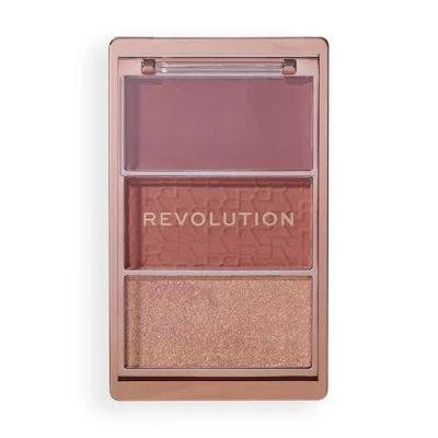 Image of Revolution Blush Icon Palette (Aura Points Rose), Cream &amp; Powder Palette, Highly Pigmented, 3 Colours, Aura Rose, Cruelty Free Vegan