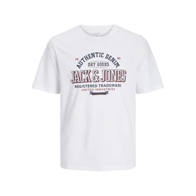 Image of JACK &amp; JONES Men&#039;s T Shirt, White Dark Blue Red, 4XL